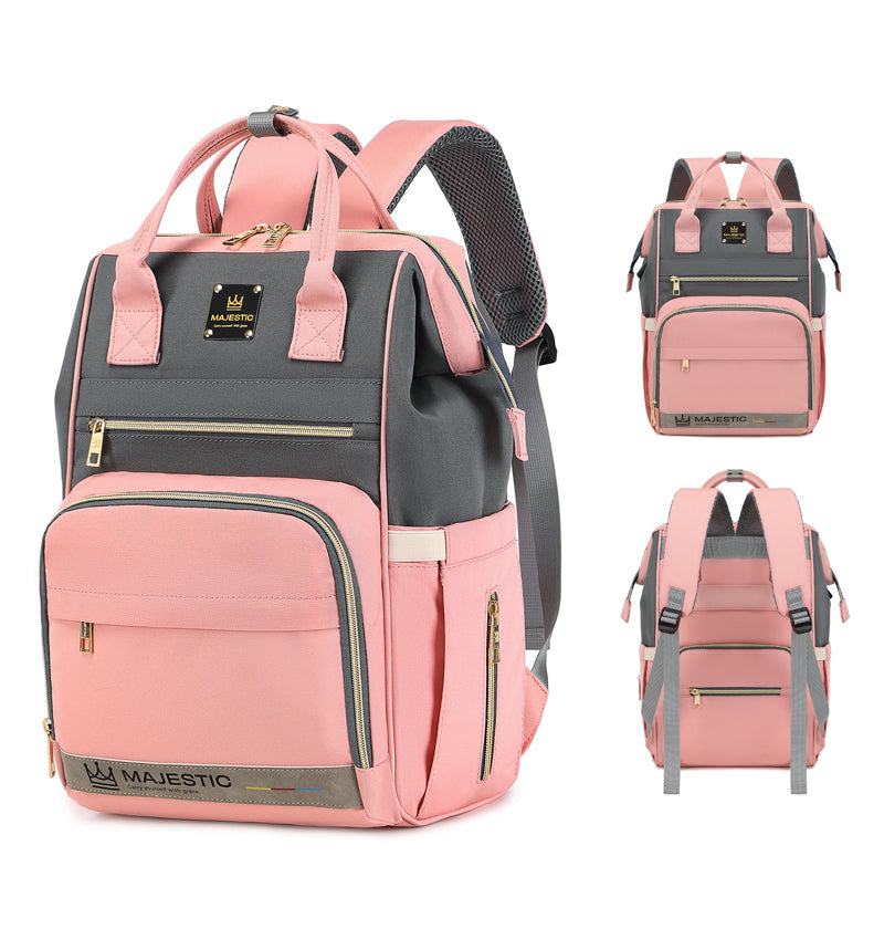 134 شنطة Mummy بيبى حفاضات اطفال مقاومة للماء مناسب لحمل كل اغراض البيبى ذات تصميم جذاب ذات جوده عالية بمخرج يو اس بى - ازرق/بينك