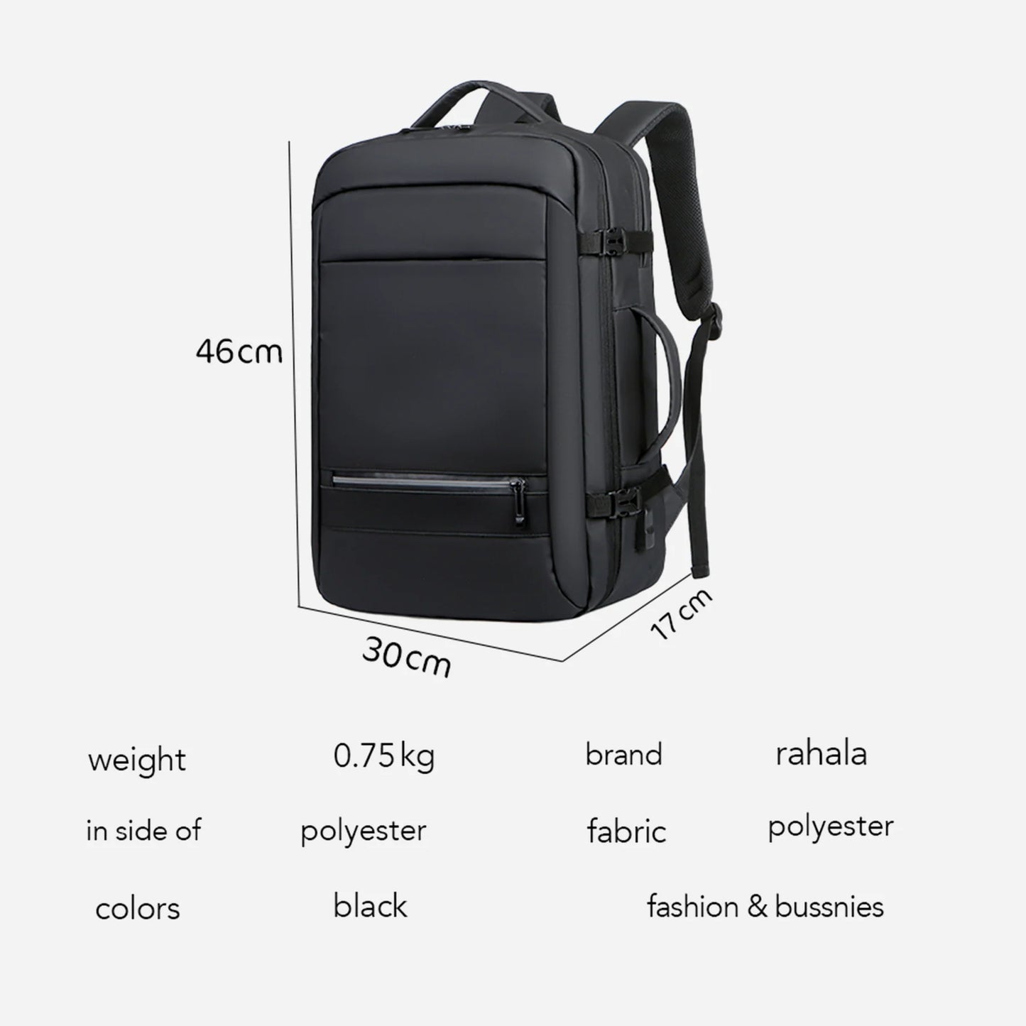 RAL 5302 Black شنطة لاب توب 15.6-انش متعددة الوظائف