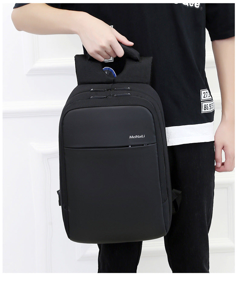 1802 15.6-Inch Waterproof Laptop Backpack With Usb Charging Port - Black