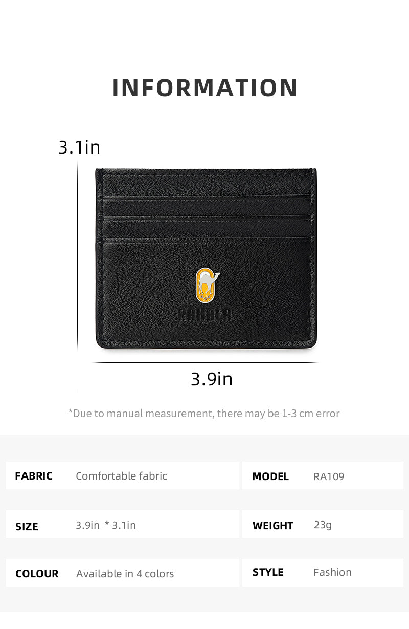 RA109 Genuine Leather Multiple Card Slots Casual Slim Wallet Black