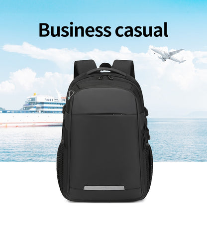 Rl-2300 Casual Laptop Travel Unisex Waterproof Backpack Bag USB Charging Port - Black