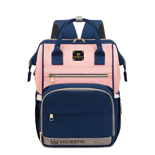 134 Mummy Maternity Diaper Elegant Waterproof Multifunctional large capacity backpack bag with USB Charging output - Blue/Pink