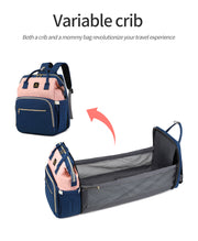 136 شنطة سرير بيبى حفاضات اطفال مقاومة للماء مناسب لحمل كل اغراض البيبى ذات تصميم جذاب ذات جوده عالية بمخرج يو اس بى - بينك/جراى