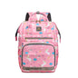 138 Mummy Maternity Diaper Unicorn Waterproof Multifunctional large capacity backpack bag with USB Charging output - Pink