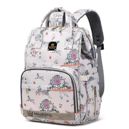 133 THREE Pcs Baby Maternity  Diaper Fashion Waterproof Multifunctional large capacity backpack bag - Unicorn Grey