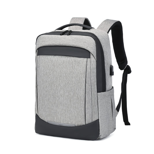 Rl-6301 Casual Laptop Unisex Travel Professional Waterproof USB Port Backpack Bag, Light Grey