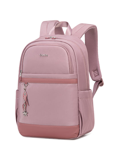 CB00648 Women Laptop Backpack Casual Business Travel Multi-Compartment Easy Carry Trend Bag (15.6'') Pink