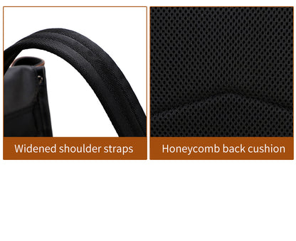 GLD117 Front Flap Leather Waterproof Multi-Pocket Travel Bag Backpack