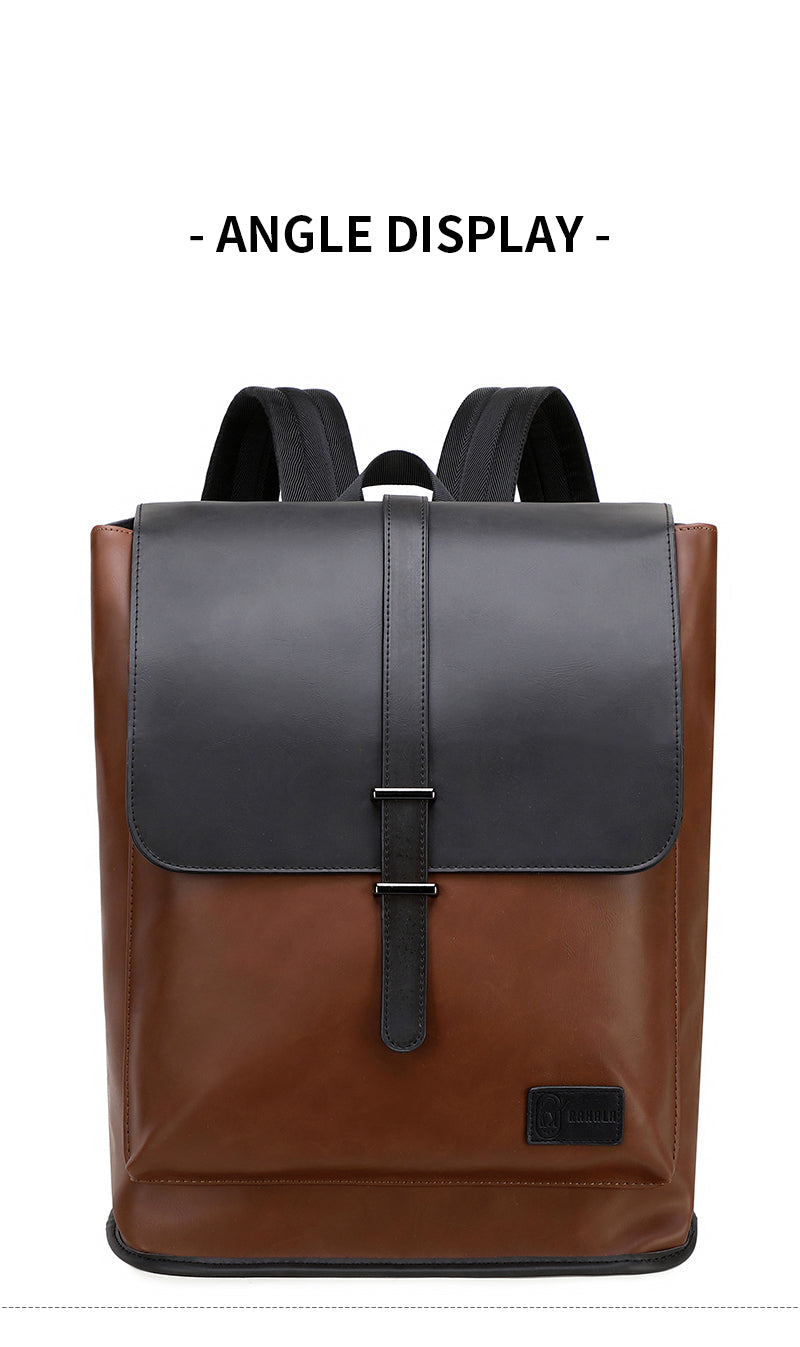 GLD117 Front Flap Leather Waterproof Multi-Pocket Travel Bag Backpack