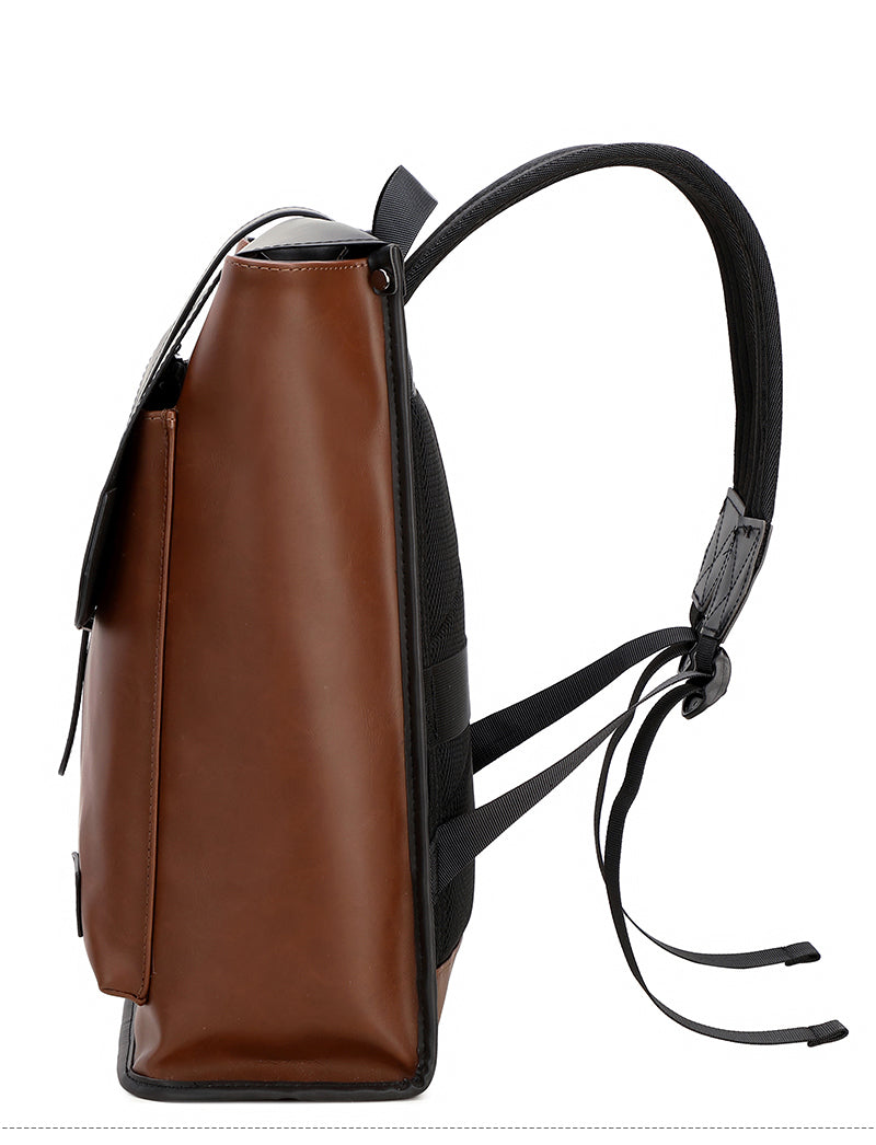 GLD117 Front Flap Leather Waterproof Multi-Pocket Travel Bag Backpack