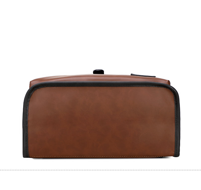 GLD117 Front Flap Leather Waterproof Multi-Pocket Travel Bag Backpack