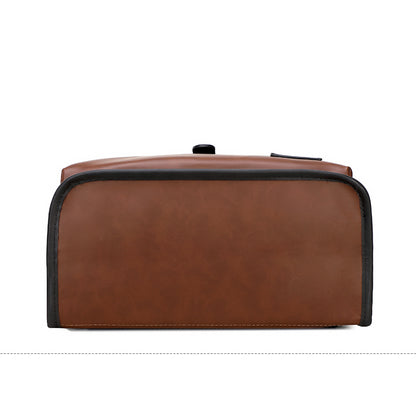 GLD117 Front Flap Leather Waterproof Multi-Pocket Travel Bag Backpack