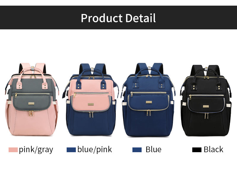 137 Baby Bed Maternity Diaper Waterproof Multifunctional large capacity backpack bag with USB Charging output - Blue