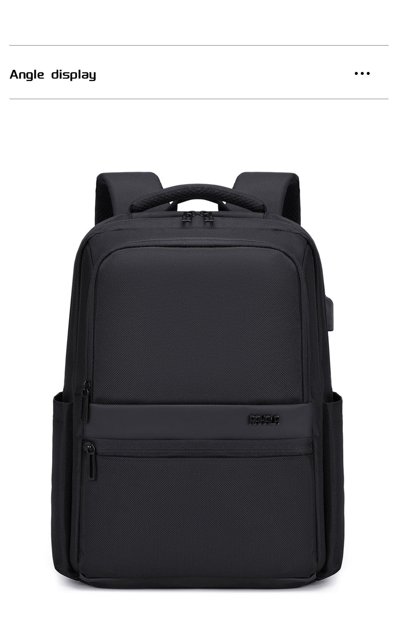 Rl-502 15.6-Inch Laptop Large Capacity Waterproof Business USB Charging Backpack, Black