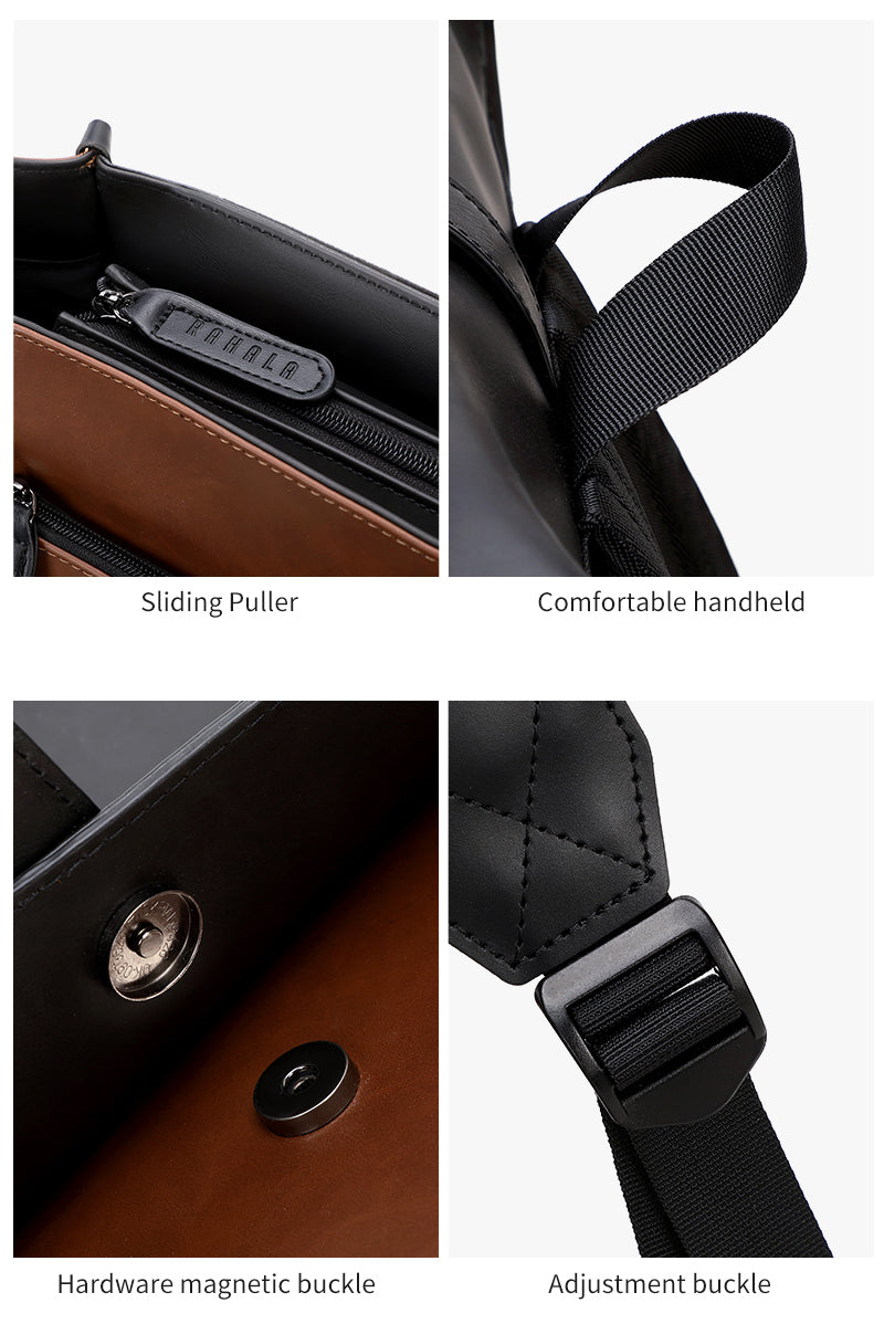 GLD117 Front Flap Leather Waterproof Multi-Pocket Travel Bag Backpack