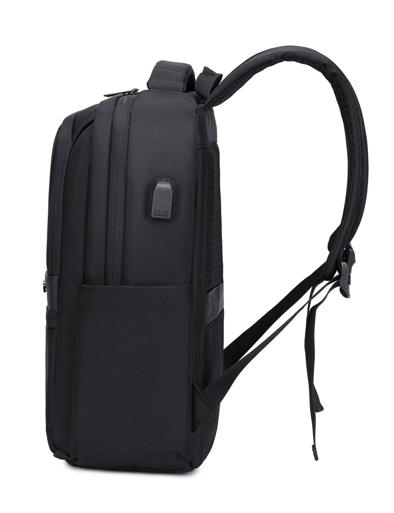 Rl-502 15.6-Inch Laptop Large Capacity Waterproof Business USB Charging Backpack, Black