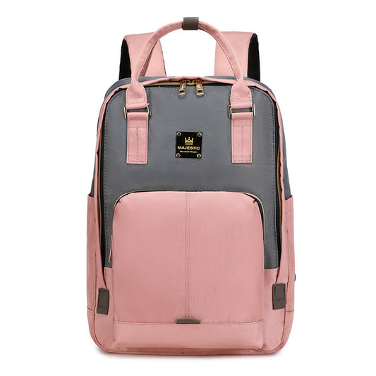 140 Mummy Maternity Diaper Elegant Waterproof Multifunctional large capacity backpack bag - Pink/Grey