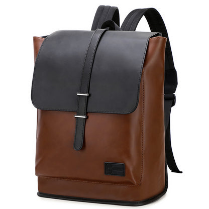 GLD117 Front Flap Leather Waterproof Multi-Pocket Travel Bag Backpack