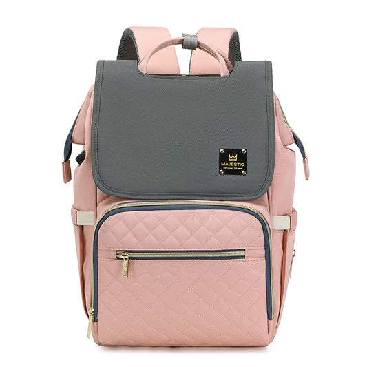 135 Mummy Maternity Diaper Elegant Waterproof Multifunctional large capacity backpack bag - Pink/Grey