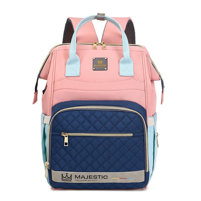 139 Mummy Maternity Diaper Waterproof Multifunctional large capacity backpack bag with USB Charging output - Sky Blue/Pink