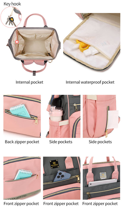 134 Mummy Maternity Diaper Elegant Waterproof Multifunctional large capacity backpack bag with USB Charging output - Blue/Pink