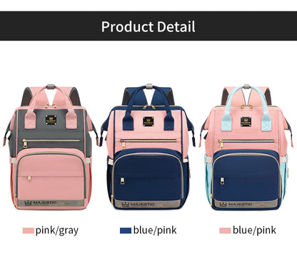 134 Mummy Maternity Diaper Elegant Waterproof Multifunctional large capacity backpack bag with USB Charging output - Blue/Pink