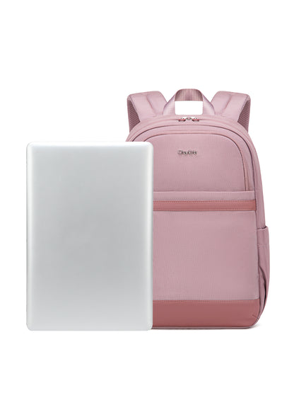 CB00648 Women Laptop Backpack Casual Business Travel Multi-Compartment Easy Carry Trend Bag (15.6'') Pink