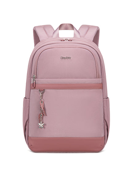 CB00648 Women Laptop Backpack Casual Business Travel Multi-Compartment Easy Carry Trend Bag (15.6'') Pink