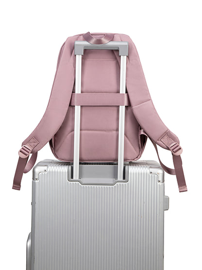 CB00648 Women Laptop Backpack Casual Business Travel Multi-Compartment Easy Carry Trend Bag (15.6'') Pink