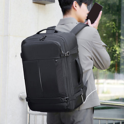 2406 Multi-Purpose Casual Laptop Compartment Waterproof Expandable Backpack- Black