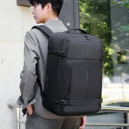 2406 Multi-Purpose Casual Laptop Compartment Waterproof Expandable Backpack- Black