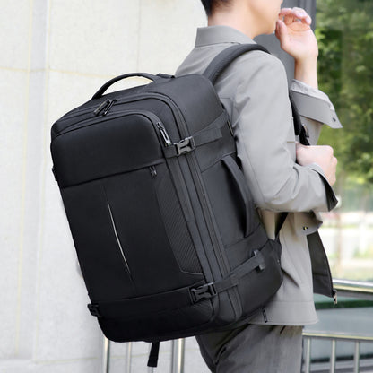 2406 Multi-Purpose Casual Laptop Compartment Waterproof Expandable Backpack- Black