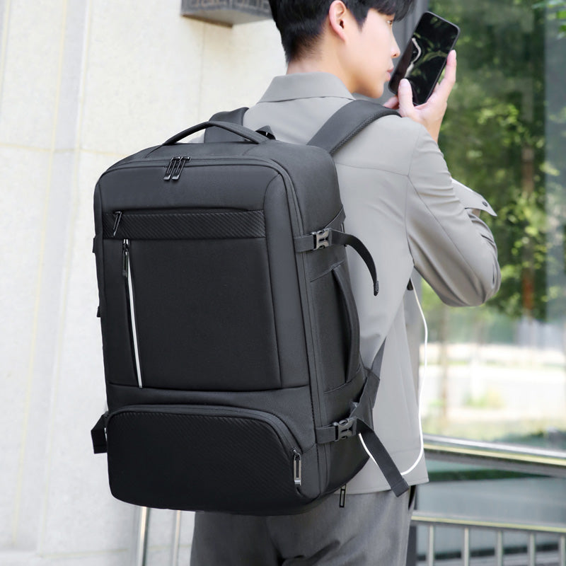 2405 Multi-Purpose Casual Laptop Compartment Waterproof Expandable Backpack- Black