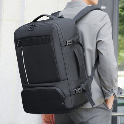 2405 Multi-Purpose Casual Laptop Compartment Waterproof Expandable Backpack- Black