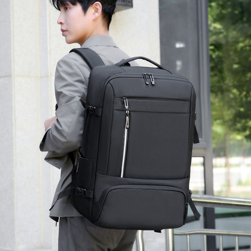 2405 Multi-Purpose Casual Laptop Compartment Waterproof Expandable Backpack- Black