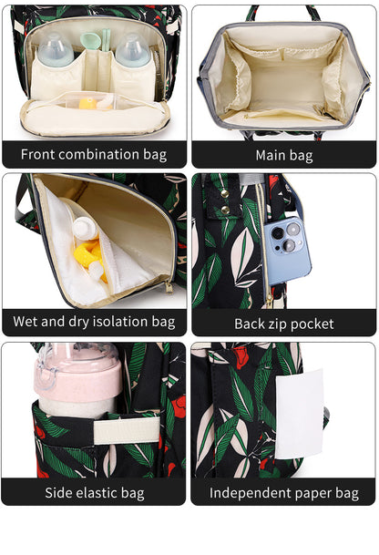 144 Mummy Maternity Diaper Fashion Waterproof Multifunctional large capacity backpack bag - Blue