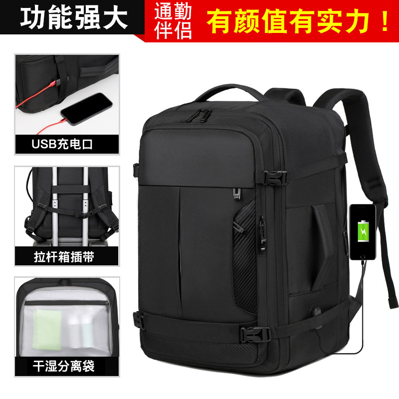 2406 Multi-Purpose Casual Laptop Compartment Waterproof Expandable Backpack- Black