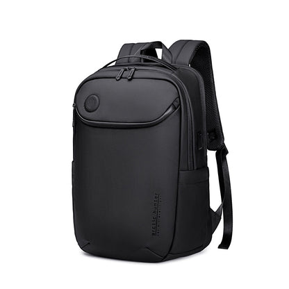 B00555 15.6-inch Laptop Backpack Water Resistant Polyester Daypack with Built In USB/Headphone Port Computer Bag for Men Women Black