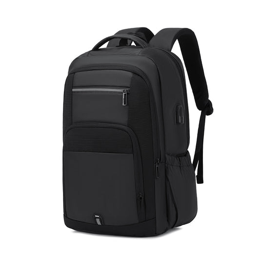 Rl-2215 Casual Laptop Unisex Travel Professional Waterproof USB Port Backpack Bag - Black