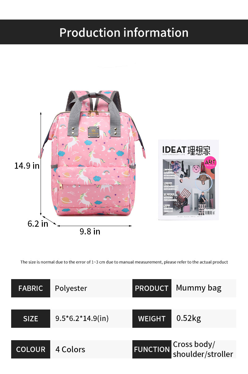 142 Mummy Maternity Diaper Multifunctional large capacity backpack bag, Black