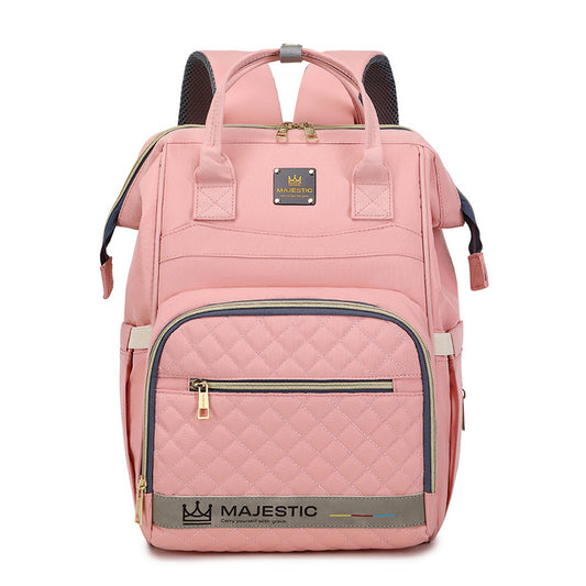 139 Mummy Maternity Diaper Waterproof Multifunctional large capacity backpack bag with USB Charging output - Pink