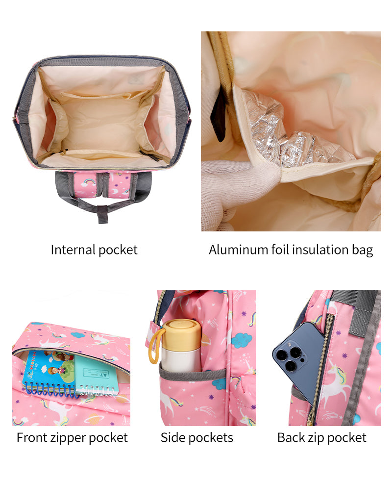 142 Mummy Maternity Diaper Multifunctional large capacity backpack bag, Pink