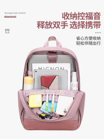 CB00648 Women Laptop Backpack Casual Business Travel Multi-Compartment Easy Carry Trend Bag (15.6'') Pink