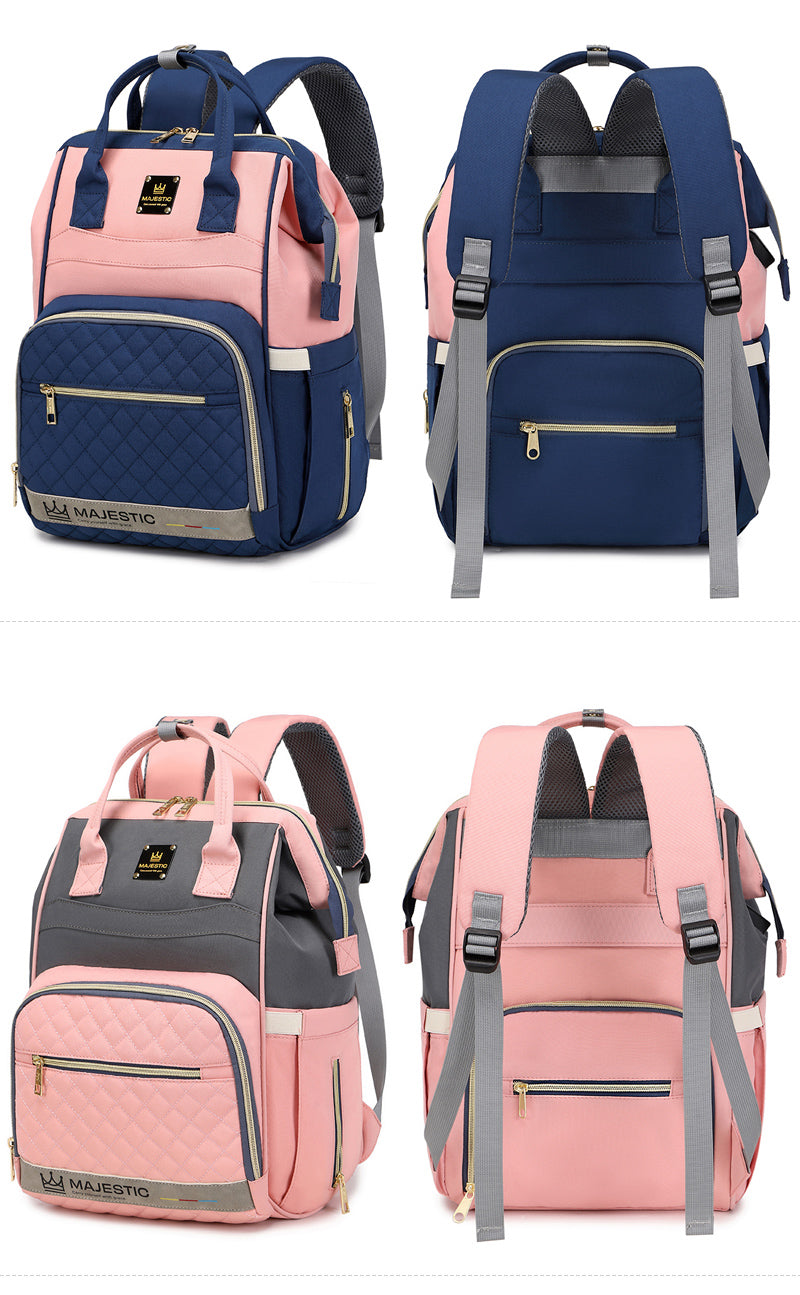 139 Mummy Maternity Diaper Waterproof Multifunctional large capacity backpack bag with USB Charging output - Blue/Pink