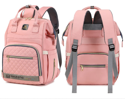 139 Mummy Maternity Diaper Waterproof Multifunctional large capacity backpack bag with USB Charging output - Pink