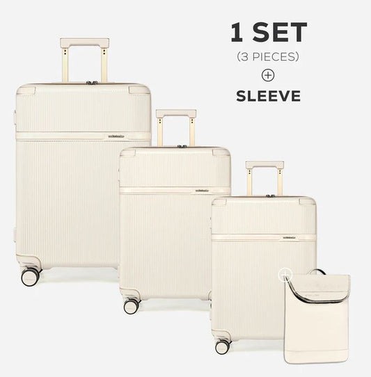 LGX001 Beige  4 pieces شنطة سفر للجنسين بعجلات، متعددة الالوان