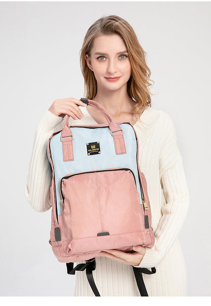 140 Mummy Maternity Diaper Elegant Waterproof Multifunctional large capacity backpack bag - Pink/Grey