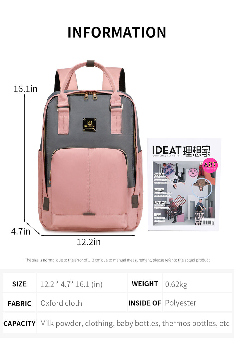 140 Mummy Maternity Diaper Elegant Waterproof Multifunctional large capacity backpack bag - Pink/Grey