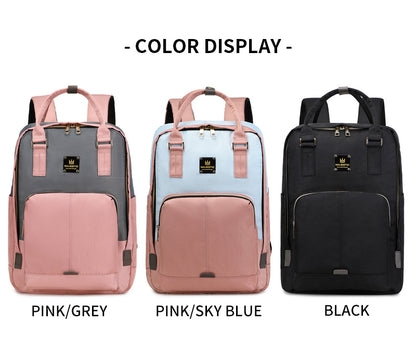 140 Mummy Maternity Diaper Elegant Waterproof Multifunctional large capacity backpack bag - Pink/Grey