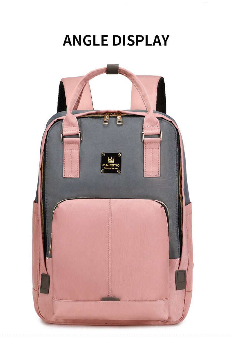 140 Mummy Maternity Diaper Elegant Waterproof Multifunctional large capacity backpack bag - Pink/Grey